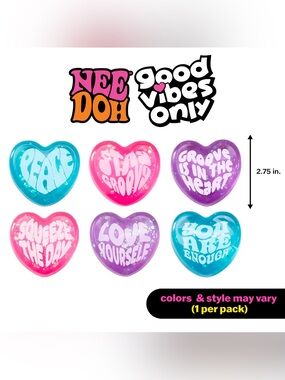 authentic Needoh Good Vibes Only Heart Pink, Purple, Teal